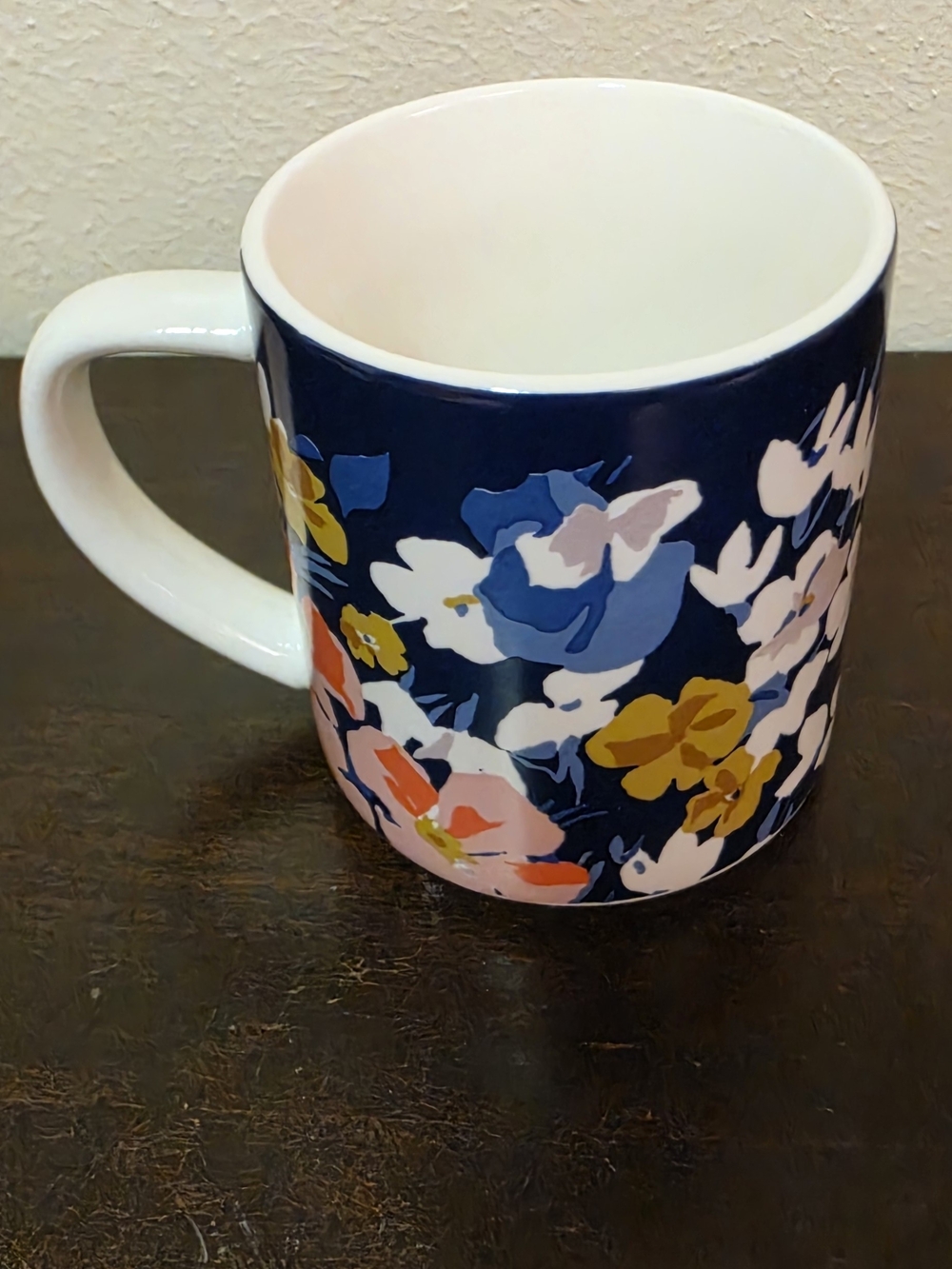 Joules Navy Floral Ceramic Coffee Mug - Navy Blue
